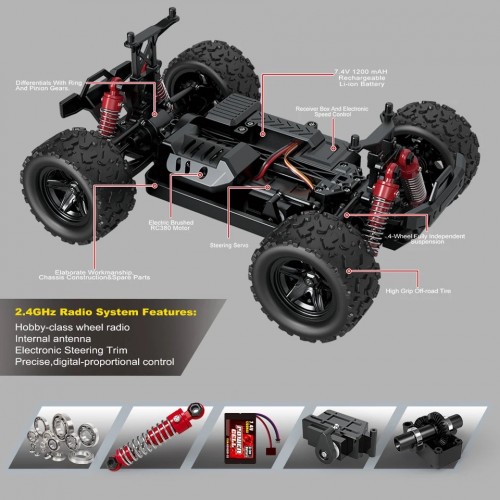 HS18301 1:18 4WD RC Car With Led Lights 2.4g Radio Remote Control Car Drift Off-Road Drift monster truck 36 Km/Hr