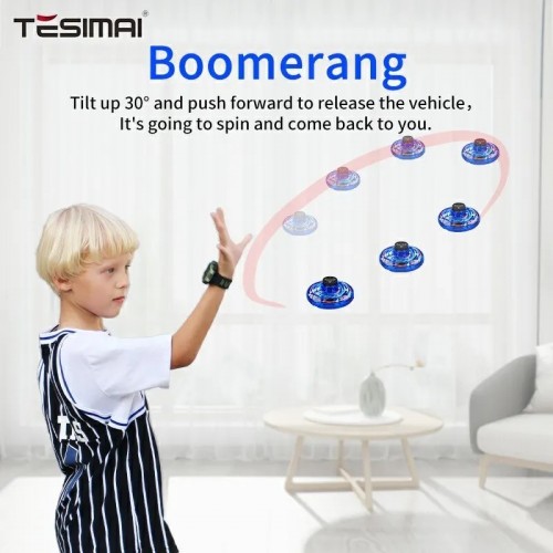 Mini Flying Spinner Luminous UFO Drone Hand Operated Boomerang 