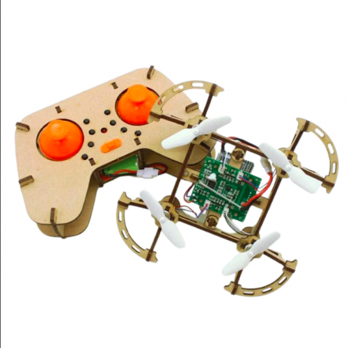 XYQ-2 Wooden Assembly DIY Toy Drone Quadcopter Aircraft with Remote