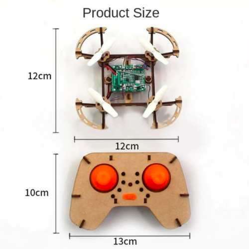 XYQ-2 Wooden Assembly DIY Toy Drone Quadcopter Aircraft with Remote