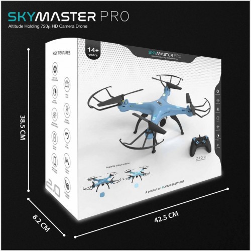 SKYMASTER Drone with 720p HD Camera WiFi RC Quadcopter Altitude Hold Headless Mode One Key Take Off 360° Flip 3 Speed Mode High Stability 