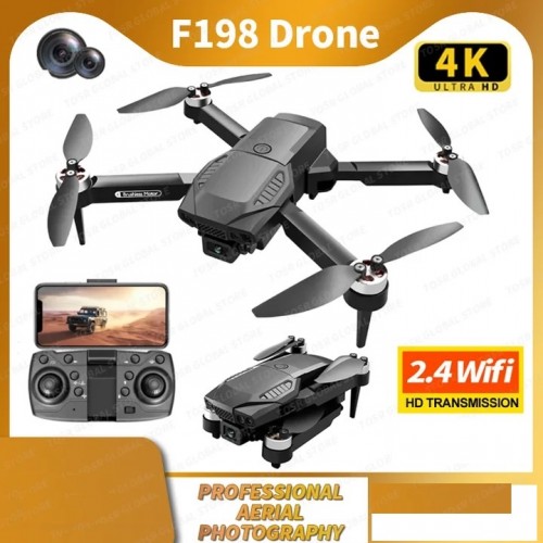 F198 HD Drone BLACK| WiFi HD 720P  FPV Camera | Bag Version | Position Locking Drone | Brushless Motor