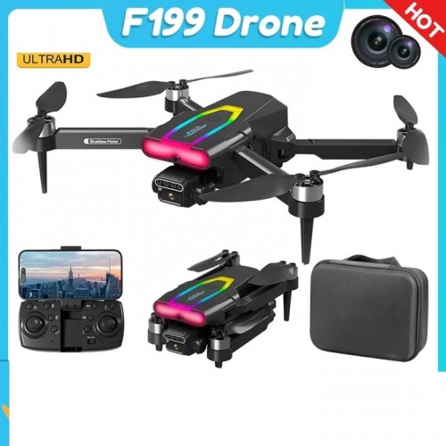 F199 HD Drone BLACK| WiFi HD 720P + 480 P FPV Dual Camera | Bag Version | Position Locking Drone | Brushless Motor