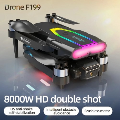 F199 HD Drone BLACK| WiFi HD 720P + 480 P FPV Dual Camera | Bag Version | Position Locking Drone | Brushless Motor