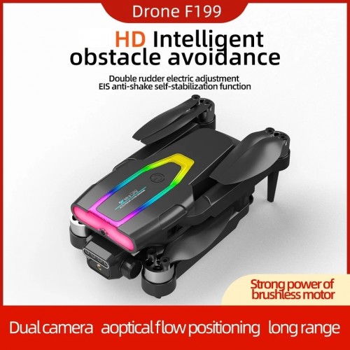 F199 HD Drone BLACK| WiFi HD 720P + 480 P FPV Dual Camera | Bag Version | Position Locking Drone | Brushless Motor