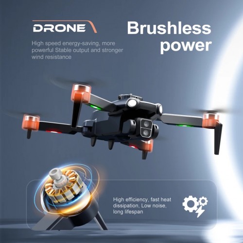 F9 Brushless Drone Five Sided Obstacle Avoidance with Dual Battery 4K-1080P HD Dual Camera WIFI FPV Gesture Selfie Flips Mode App One Key Headless Mode functionality Multicolor