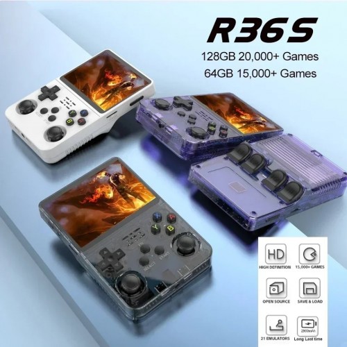 Retro R36S 256G Handheld Game Console Linux System 3.5 Inch Ips Screen Portable Video Player 2 Joystick 128G 