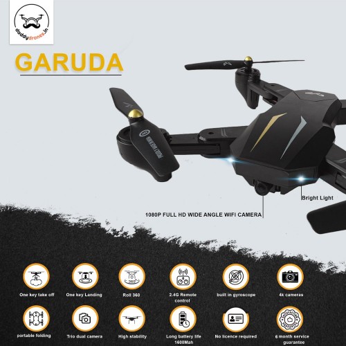 GARUDA 1080 BLACK| WiFi HD 1080P + 720 P FPV Dual Camera | PREMIUM BAG VERSION | Position Locking Drone