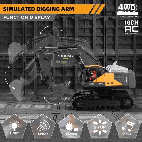 Metal Jcb Excavators With 12 Channel Function 2,4Ghz Frequency And Pure Metal